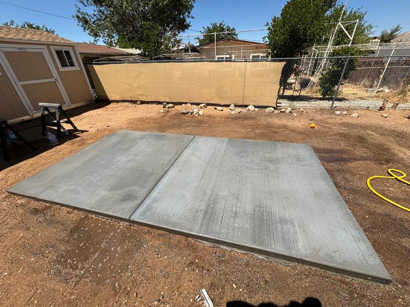 Broom-finished shed slab by Dig Deep Concrete